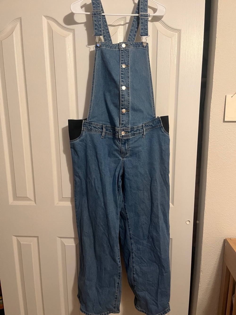 Isabel maternity denim wide leg overalls